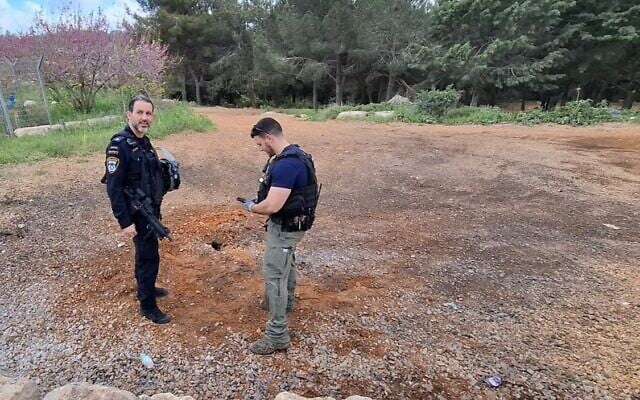 Police are seen in Deir al-Asad after a Hezbollah rocket attack left six people lightly wounded, on April 5, 2026. (Israel Police)