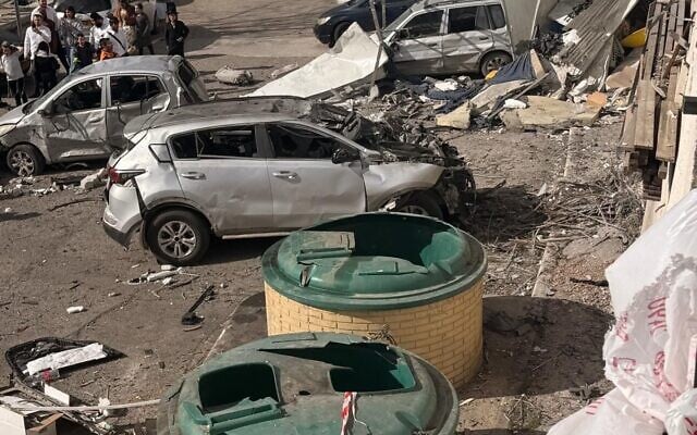 Damage caused by an apparent Hezbollah rocket impact in Safed, April 10, 2026. (Magen David Adom) Damage caused by an apparent Hezbollah rocket impact in Safed, April 10, 2026. (Magen David Adom)