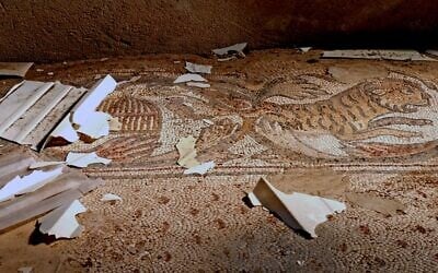 The remains of a Byzantine church dating back some 1,500 years in the northern city of Nahariya were hit by a Hezbollah rocket on April 10, 2026. (Emil Aladjem/ Israel Antiquities Authority)