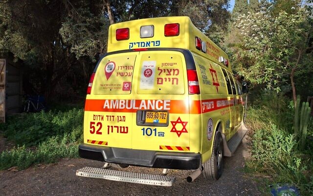 Ambulance at the scene of a suspected murder-suicide after a man and his 6-year-old son were found dead in central Israel on April 26, 2026 (Magen David Adom) Ambulance at the scene of a suspected murder-suicide after a man and his 6-year-old son were found dead in central Israel on April 26, 2026 (Magen David Adom)