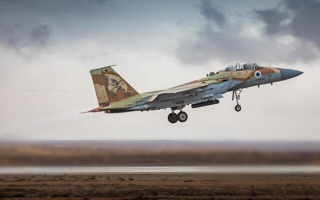 An Israeli Air Force F-15 fighter jet takes off for strikes in Iran, in a handout photo published April 6, 2026. (Israel Defense Forces) An Israeli Air Force F-15 fighter jet takes off for strikes in Iran, in a handout photo published April 6, 2026. (Israel Defense Forces)