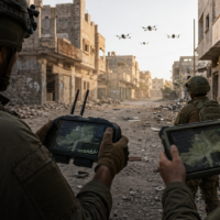IDF soldiers use Israeli-founded defense tech startup EyesAtop's universal remote controller to operate a variety of drones. (Courtesy EyesAtop)