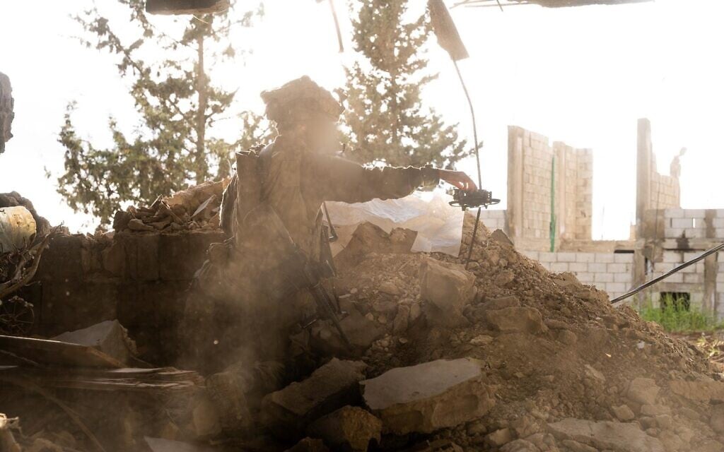 Troops of the 7th Armored Brigade operate in southern Lebanon, in a handout photo issued on April 22, 2026. (Israel Defense Forces)