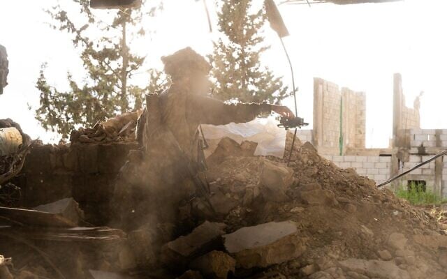 Troops of the 7th Armored Brigade operate in southern Lebanon, in a handout photo issued on April 22, 2026. (Israel Defense Forces)