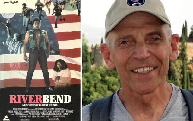 Director Sam Firstenberg and the poster for his 1989 'Riverbend.' (Courtesy of Firstenberg)