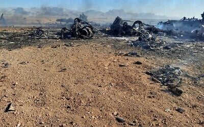 This handout photo, provided by Iran's Islamic Revolutionary Guard Corps official website Sepah News on April 5, 2026, shows smoke billowing reportedly from the site of a smashed US aircraft in central Iran. (Sepah)