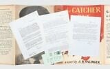 Correspondence between J.D. Salinger and his editor referring to his Jewish and Irish heritage, overlaid on top of the book jacket for Salinger's novel, 'The Catcher in the Rye' (Images Courtesy Peter Harrington London via JTA)