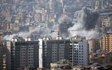 Smoke rises from the site of a strike in Beirut's southern suburbs, on April 5, 2026. (Ibrahim Amro/AFP)