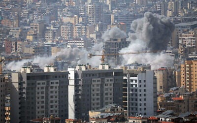 Smoke rises from the site of a strike in Beirut's southern suburbs, on April 5, 2026. (Ibrahim Amro/AFP) Smoke rises from the site of a strike in Beirut's southern suburbs, on April 5, 2026. (Ibrahim Amro/AFP)