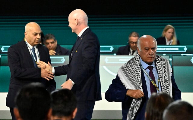 Palestinian soccer chief refuses to shake hands with Israel federation VP at FIFA event