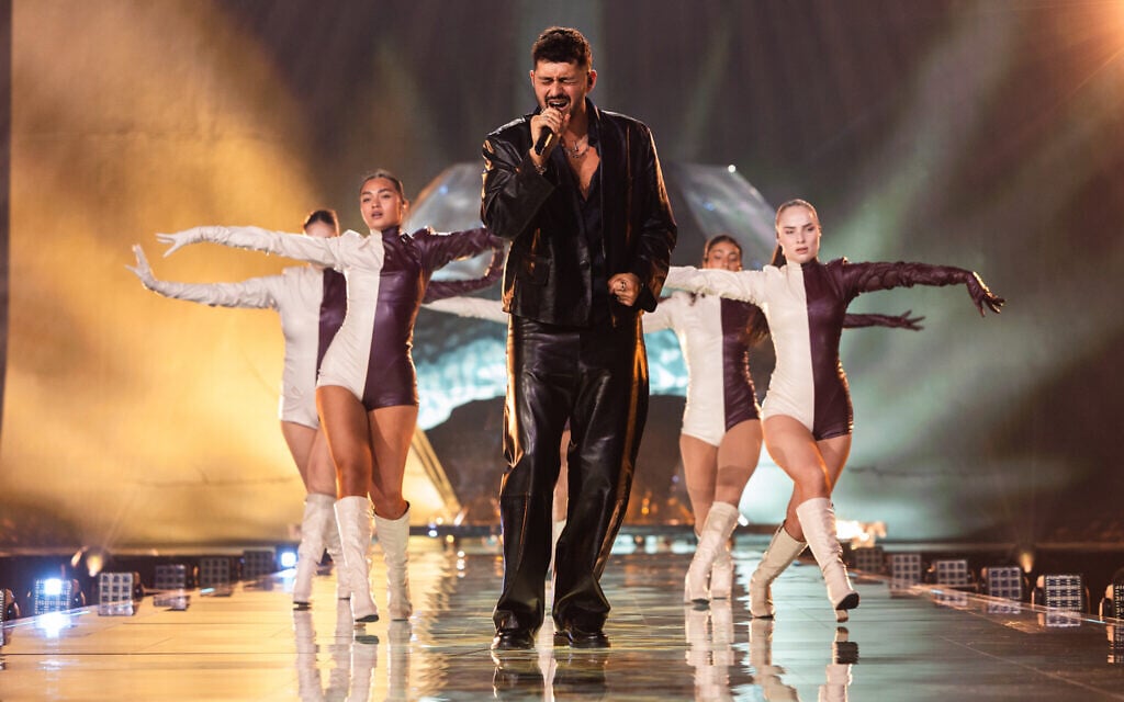 Israel's Noam Bettan performs during his first rehearsal on the Eurovision stage in Vienna, Austria, May 3, 2026. (Corinne Cumming/EBU) Israel's Noam Bettan performs during his first rehearsal on the Eurovision stage in Vienna, Austria, May 3, 2026. (Corinne Cumming/EBU)
