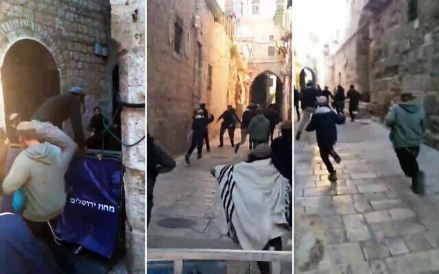 Footage allegedly shows suspects jumping over a security barrier, in an attempt to perform a sacrificial ritual on the Temple Mount in Jerusalem, May 1, 2026. (Social media, used in accordance with Clause 27a of the Copyright Law) Footage allegedly shows suspects jumping over a security barrier, in an attempt to perform a sacrificial ritual on the Temple Mount in Jerusalem, May 1, 2026. (Social media, used in accordance with Clause 27a of the Copyright Law)