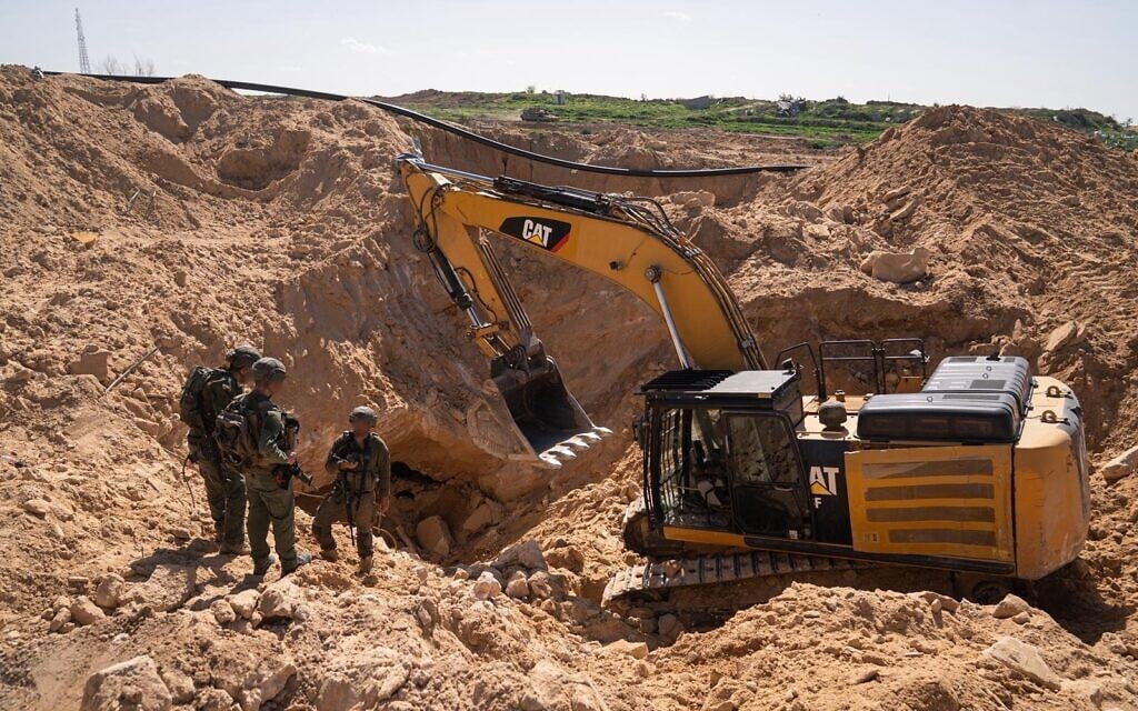 Israeli troops work to destroy a terror tunnel discovered in central Gaza, in a photo cleared for publication on May 10, 2026. (Israel Defense Forces)