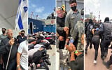 Scenes from a video released by National Security Minister Itamar Ben Gvir showing detained flotilla activists at Ashdod Port on May 20, 2026. (Ben Gvir via X)