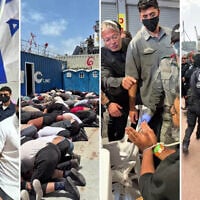Scenes from a video released by National Security Minister Itamar Ben Gvir showing detained flotilla activists at Ashdod Port on May 20, 2026. (Ben Gvir via X)