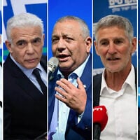 Left to right: Naftali Bennett, Yair Lapid, Gadi Eisenkot, Yair Golan and Avigdor Liberman. (Composite photo; credits: Flash90)