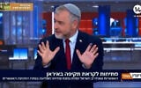 Screen capture from video of Channel 14 TV's Shimon Riklin during a broadcast on May 18, 2026, when he discussed potential operational plans regarding Iran's uranium stockpile. (X)