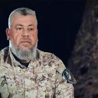 Hamas Gaza chief Izz al-Din al-Haddad, then the commander of the terror group's Gaza City Brigade, is seen in a video released by Hamas’s military wing in May 2022 (social media)
