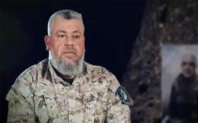 Hamas Gaza chief Izz al-Din al-Haddad, then the commander of the terror group's Gaza City Brigade, is seen in a video released by Hamas’s military wing in May 2022 (social media)