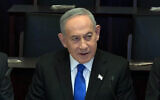 Prime Minister Benjamin Netanyahu leads the weekly cabinet meeting on May 17, 2026. (Screenshot/GPO)