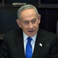 Prime Minister Benjamin Netanyahu leads the weekly cabinet meeting on May 17, 2026. (Screenshot/GPO)