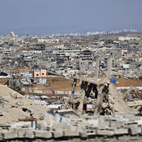 A general view of the destroyed buildings is pictured at Jabalia in the northern Gaza Strip on May 6, 2026. (Omar AL-QATTAA / AFP)