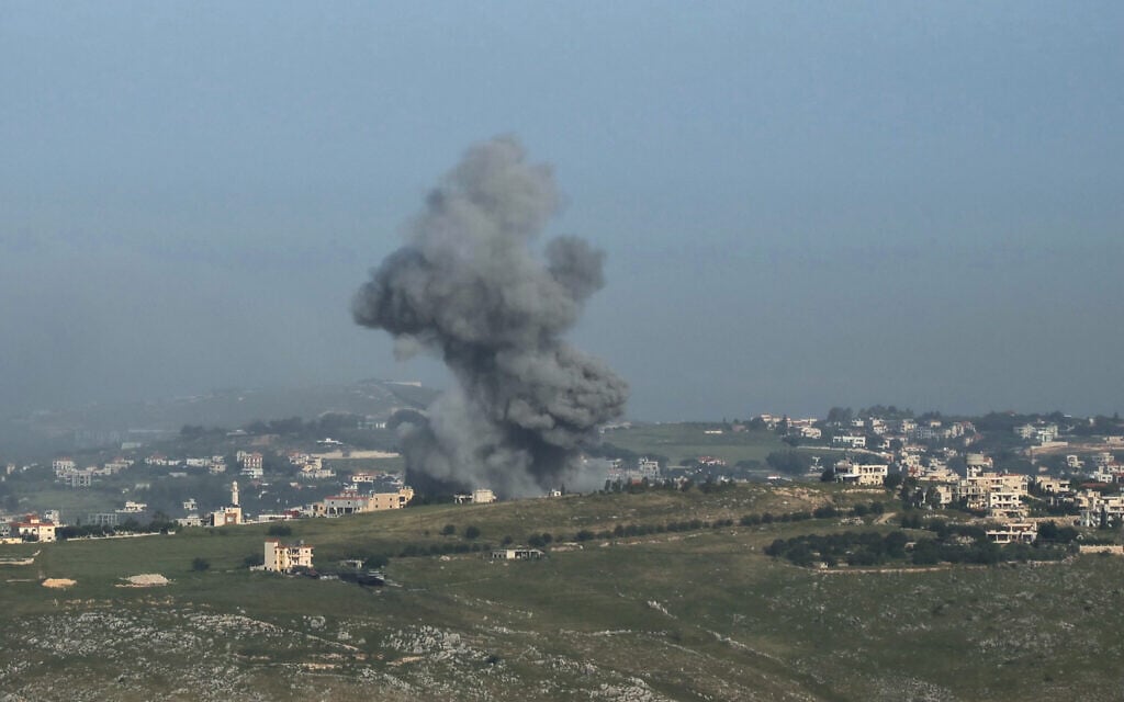A photograph taken from the southern Lebanese area of Marjayoun shows smoke as it rises from the site of an Israeli airstrike that targeted the village of Kfar Tibnit on May 11, 2026. (Photo by AFP) A photograph taken from the southern Lebanese area of Marjayoun shows smoke as it rises from the site of an Israeli airstrike that targeted the village of Kfar Tibnit on May 11, 2026. (Photo by AFP)