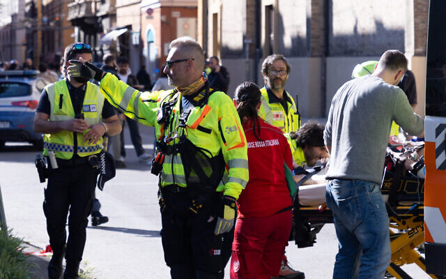 Rescuers work on the scene after a driver injured seven people in Modena, Italy, May 16, 2026. (Giorgia Bassoli / AFP) Rescuers work on the scene after a driver injured seven people in Modena, Italy, May 16, 2026. (Giorgia Bassoli / AFP)