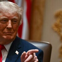 US President Donald Trump reacts during a cabinet meeting in the Cabinet Room of the White House in Washington on May 27, 2026. (Kent NISHIMURA / AFP)