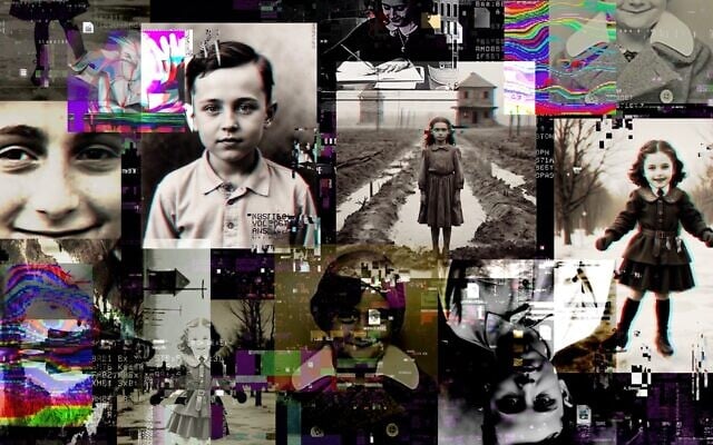 Holocaust stories and images generated by artificial intelligence are sparking debate among educators and historians. (Illustration by Grace Yagel for JTA)