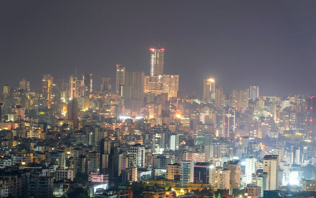 Illustrative: A nighttime view of the Beirut skyline, Lebanon, Nov. 5, 2024. (AP Photo/Hassan Ammar)