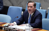 United States ambassador to the UN Mike Waltz speaks during a Security Council meeting at United Nations headquarters, March 11, 2026. (Seth Wenig/AP)
