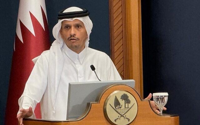Qatar's Prime Minister and Foreign Minister Sheikh Mohammed bin Abdulrahman Al Thani speaks during a joint press conference with Turkey's Foreign Minister Hakan Fidan in Doha, Qatar, March 19, 2026. (AP Photo/Najib Abu Jobain) Qatar's Prime Minister and Foreign Minister Sheikh Mohammed bin Abdulrahman Al Thani speaks during a joint press conference with Turkey's Foreign Minister Hakan Fidan in Doha, Qatar, March 19, 2026. (AP Photo/Najib Abu Jobain)