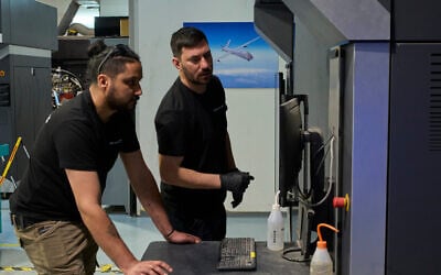 Workers operate a 3D printer that makes drone parts at the headquarters of Masssivit in Lod, on March 30, 2026. (AP Photo/Ohad Zwigenberg) Workers operate a 3D printer that makes drone parts at the headquarters of Masssivit in Lod, on March 30, 2026. (AP Photo/Ohad Zwigenberg)