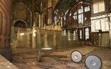 Broken glass lies on the floor in a room damaged, according to Iranian authorities, by a nearby airstrike during US-Israeli strikes in early March at the Golestan Palace, a UNESCO World Heritage site, in Tehran, Iran, April 5, 2026. (Francisco Seco/AP)