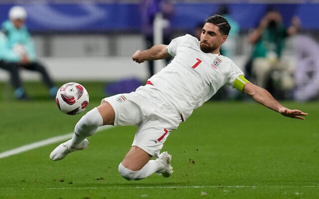Iran's Alireza Jahanbakhsh passes the ball during the Asian Cup Group C soccer match between Hong Kong and Iran at Khalifa International Stadium in Doha, Qatar, Friday, Jan. 19, 2024. (AP Photo/Thanassis Stavrakis, File) Iran's Alireza Jahanbakhsh passes the ball during the Asian Cup Group C soccer match between Hong Kong and Iran at Khalifa International Stadium in Doha, Qatar, Friday, Jan. 19, 2024. (AP Photo/Thanassis Stavrakis, File)