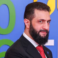 Syria's President Ahmed al-Sharaa arrives for the EU Summit in Nicosia, Cyprus, April 24, 2026. (Yves Herman, Pool Photo via AP)