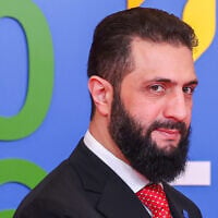Syria's President Ahmed al-Sharaa arrives for the EU Summit in Nicosia, Cyprus, April 24, 2026. (Yves Herman, Pool Photo via AP)