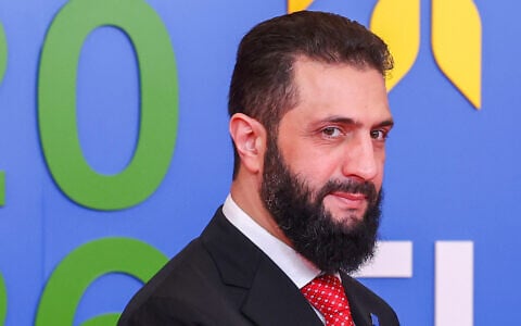 Syria's President Ahmed al-Sharaa arrives for the EU Summit in Nicosia, Cyprus, April 24, 2026. (Yves Herman, Pool Photo via AP)