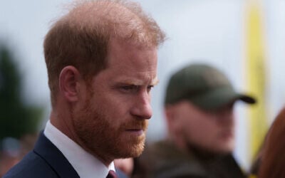 Britain's Prince Harry visits Kyiv, Ukraine, April 24, 2026. (AP/Evgeniy Maloletka)