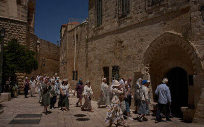 Christian pilgrims visit the Cenacle, traditionally believed to be the site of the Last Supper, in Jerusalem, May 1, 2026. (AP Photo/Leo Correa) Christian pilgrims visit the Cenacle, traditionally believed to be the site of the Last Supper, in Jerusalem, May 1, 2026. (AP Photo/Leo Correa)