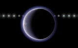 This image provided by NAOJ shows artist’s impression of the trans-Neptunian object (612533) 2002 XV93 occulting a background star. (Ko Arimatsu/NAOJ via AP)