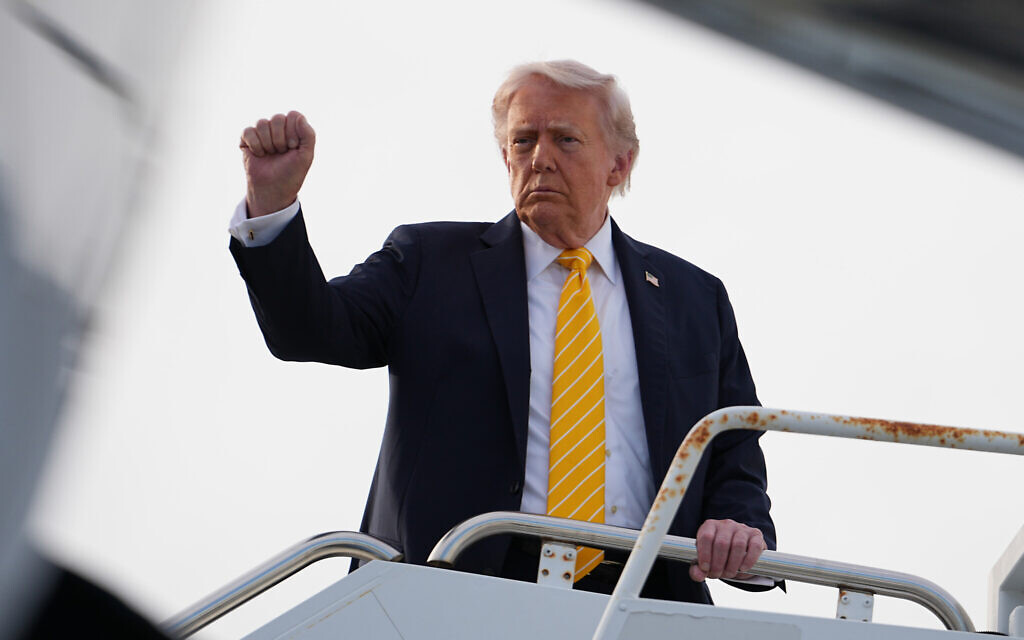 US President Donald Trump board Air Force One at Palm Beach International Airport in West Palm Beach, Florida, May 2, 2026, en route to Miami. (AP Photo/Matt Rourke) US President Donald Trump board Air Force One at Palm Beach International Airport in West Palm Beach, Florida, May 2, 2026, en route to Miami. (AP Photo/Matt Rourke)