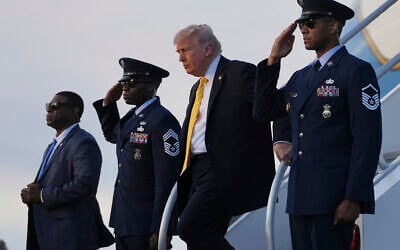 President Donald Trump arrives on Air Force One at Miami International Airport, in Miami, May 2, 2026. (AP Photo/Matt Rourke)