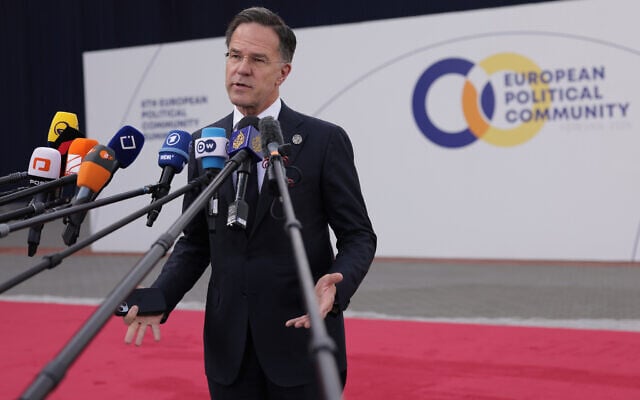 NATO Secretary General Mark Rutte speaks with the media as he arrives for a meeting of the European Political Community in Yerevan, Armenia, May 4, 2026. (AP Photo/Anthony Pizzoferrato) NATO Secretary General Mark Rutte speaks with the media as he arrives for a meeting of the European Political Community in Yerevan, Armenia, May 4, 2026. (AP Photo/Anthony Pizzoferrato)