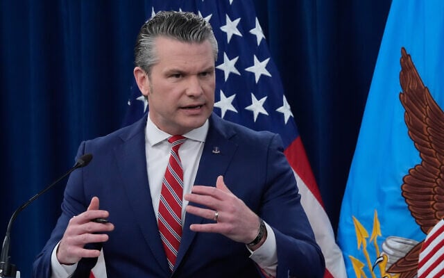 Defense Secretary Pete Hegseth speaks to members of the media during a press briefing at the Pentagon in Washington, May 5, 2026. (AP/Manuel Balce Ceneta)