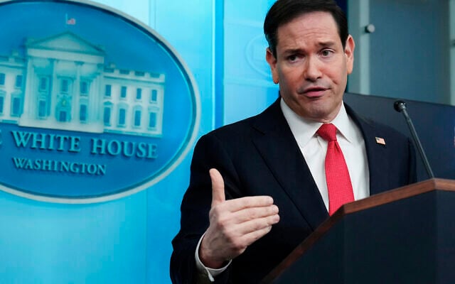 US Secretary of State Marco Rubio speaks to reporters in the James Brady Press Briefing Room at the White House, May 5, 2026, in Washington. (AP/Jacquelyn Martin)
