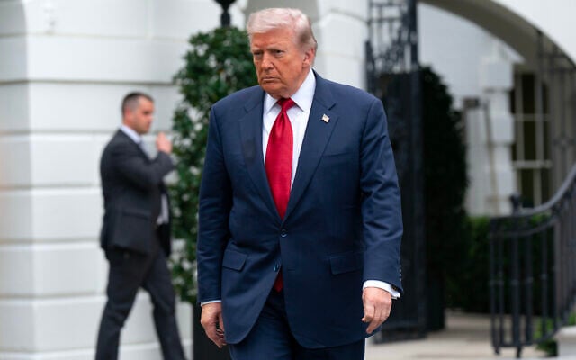US President Donald Trump walks to speak with reporters before boarding Marine One on the South Lawn of the White House, May 8, 2026, in Washington. (AP Photo/Jose Luis Magana) US President Donald Trump walks to speak with reporters before boarding Marine One on the South Lawn of the White House, May 8, 2026, in Washington. (AP Photo/Jose Luis Magana)
