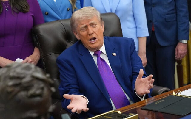 US President Donald Trump speaks in the Oval Office of the White House in Washington, on May 11, 2026. (AP/Jacquelyn Martin)
