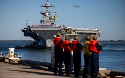The USS Gerald R. Ford pulls up to Pier 11 at Naval Station Norfolk in Norfolk, Virginia, on May 16, 2026. (Kendall Warner/The Virginian-Pilot via AP) The USS Gerald R. Ford pulls up to Pier 11 at Naval Station Norfolk in Norfolk, Virginia, on May 16, 2026. (Kendall Warner/The Virginian-Pilot via AP)